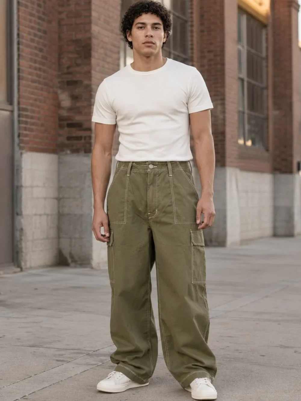 True Religion Bobby Baggy Cargo Pant Men 36X32 Kalamata Olive Green Y2K Baggy